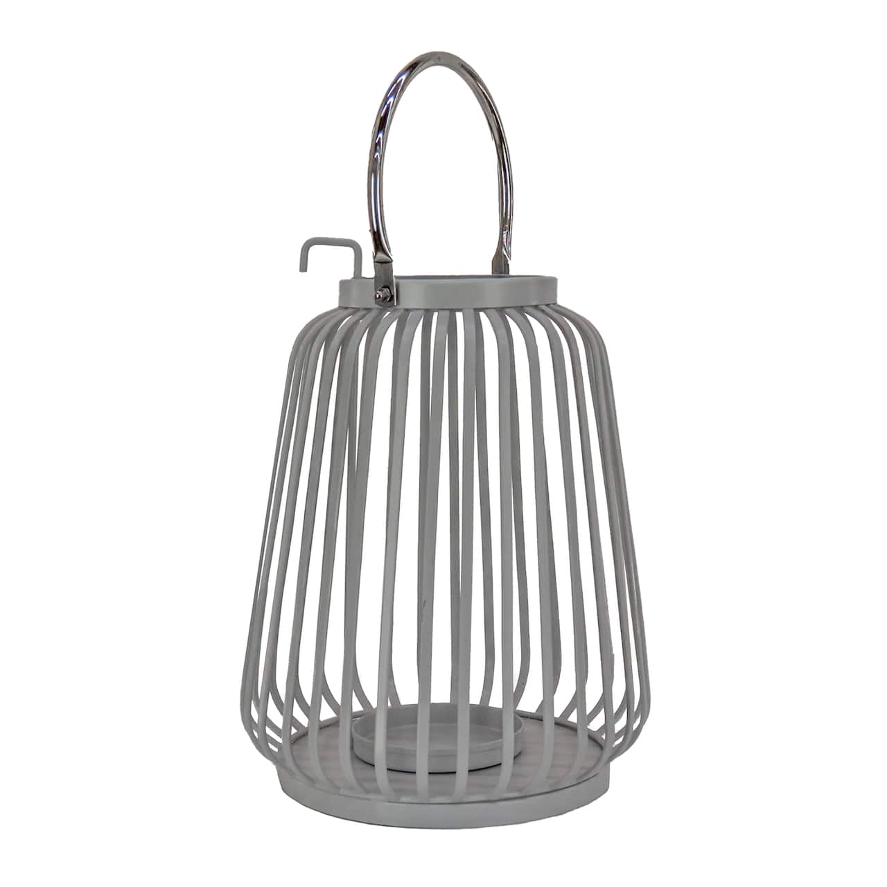 Glacier Gray Ribbed Candle Lantern